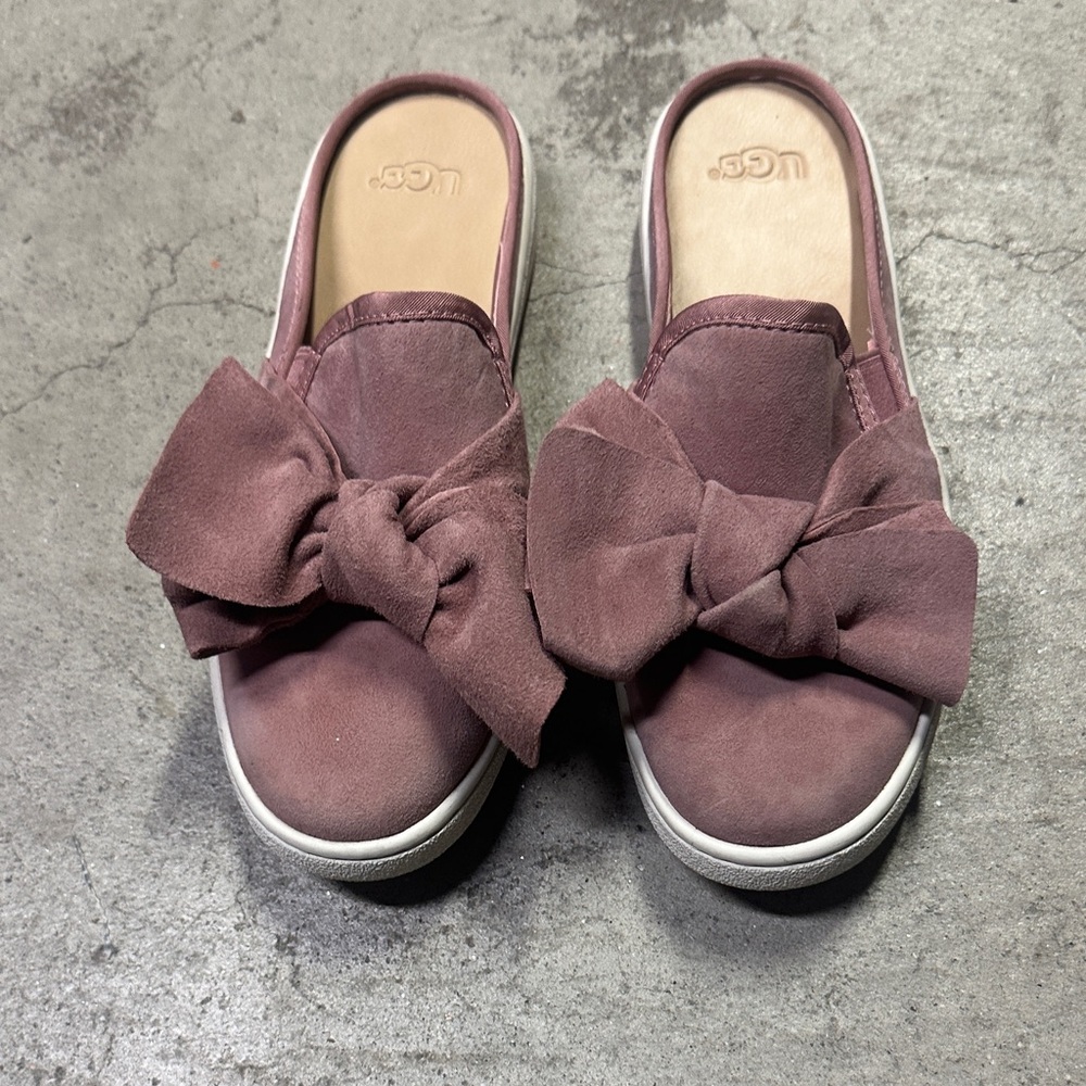 UGG Women's Mauve Suede Bow Mules